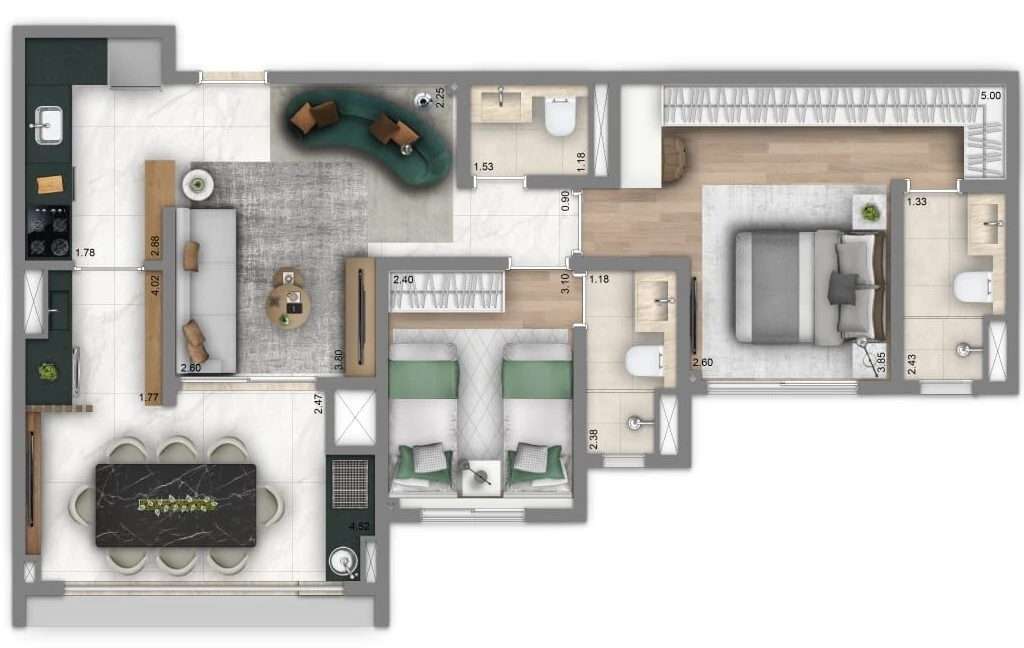 Infinity Nova Klabin: 2 dorm 71m²