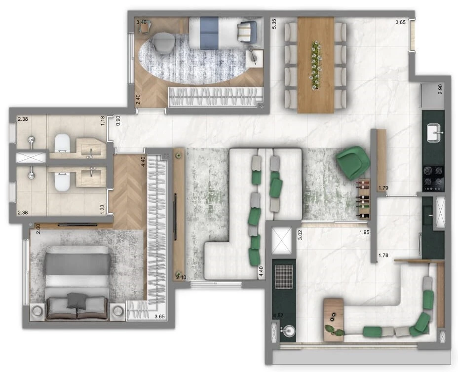 Infinity Nova Klabin: 2 dorm 83m²