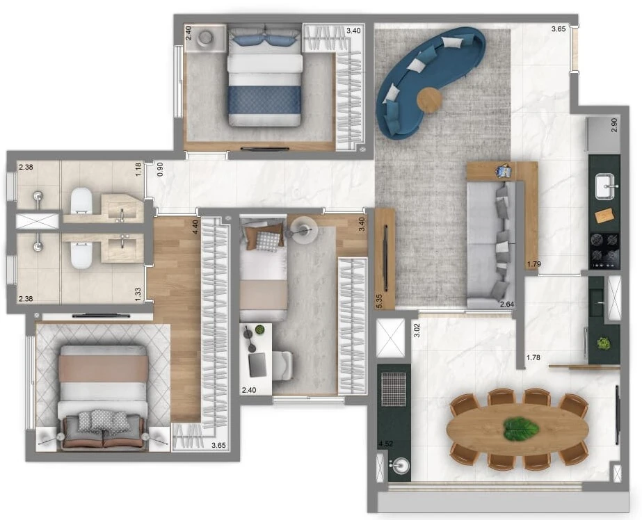 Infinity Nova Klabin: 3 dorm 83m² opção