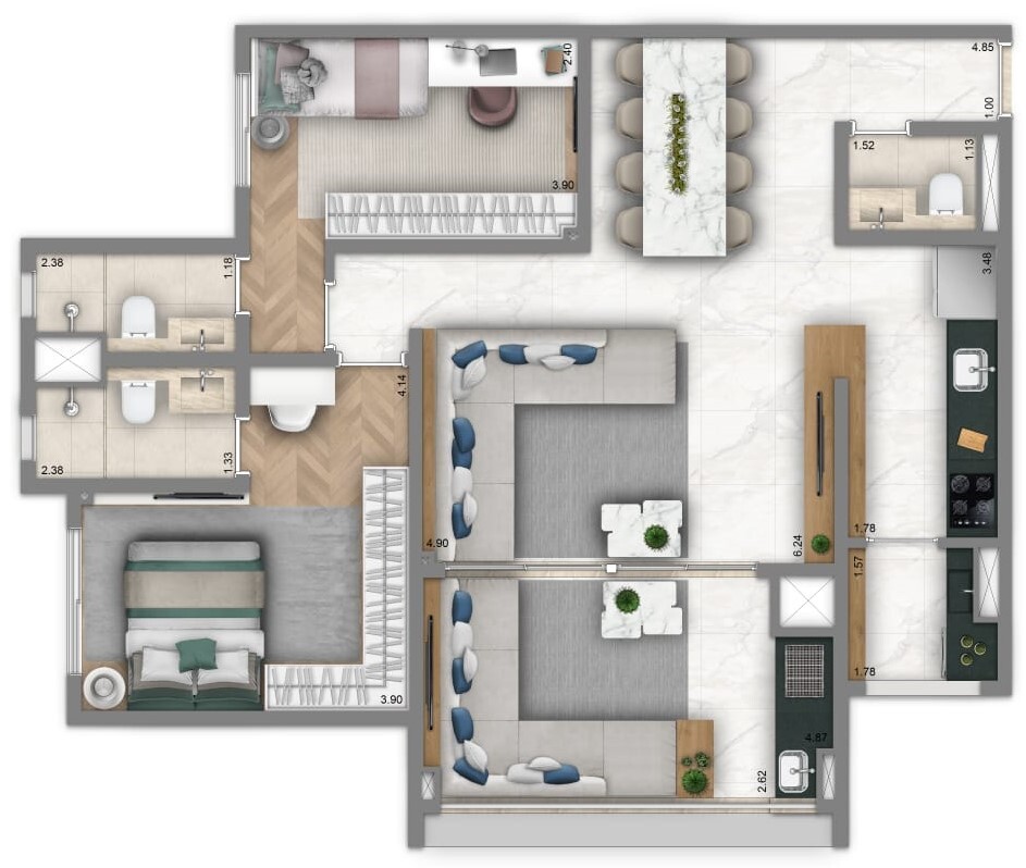 Infinity Nova Klabin: 2 dorm 92m²
