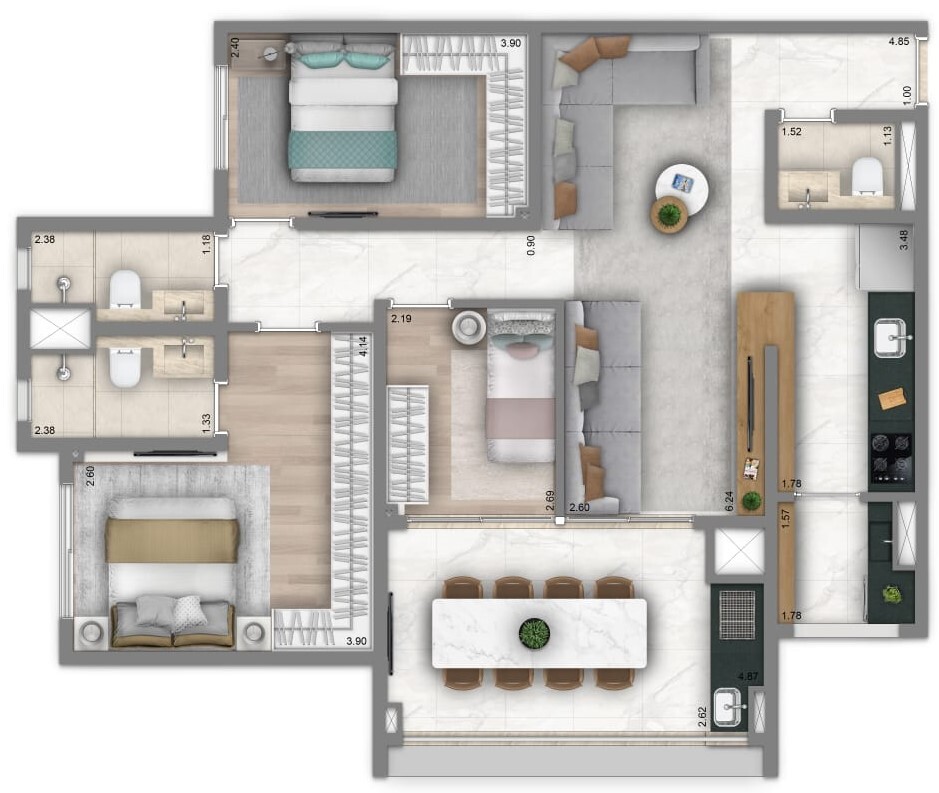Infinity Nova Klabin: 3 dorm 92m² opção