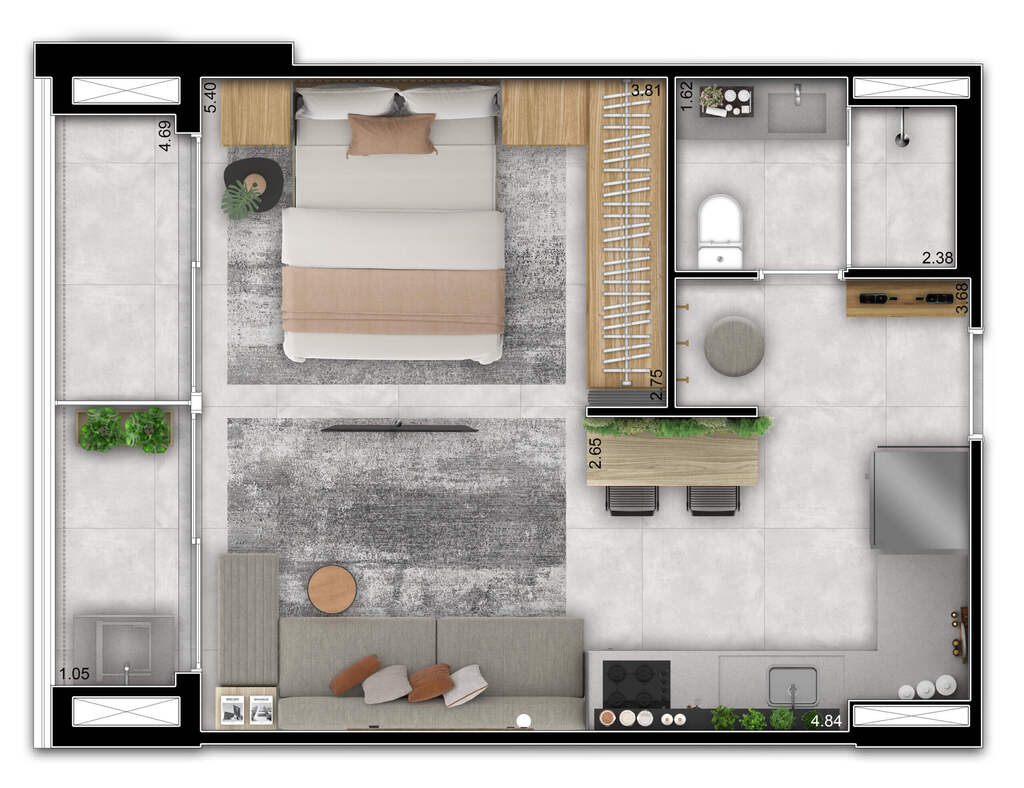 Inside Brooklin: 1 dorm 42m² studio