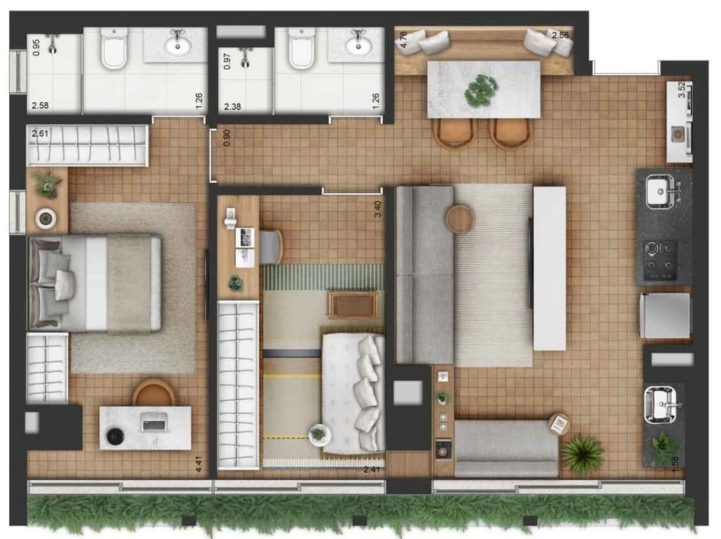 Invert Campo Belo: 2 dorm 69m²