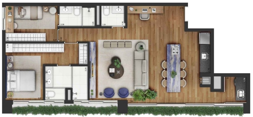 Invert Campo Belo: 2 dorm 105m²