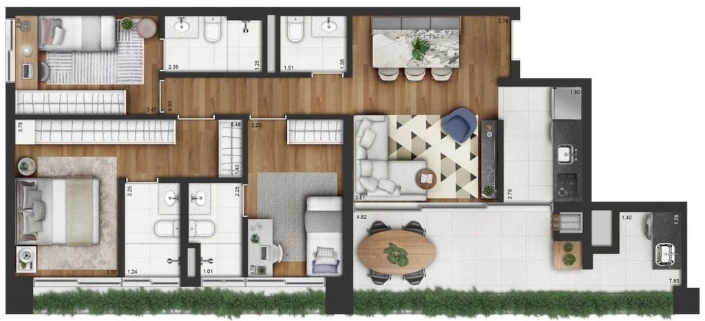 Invert Campo Belo: 3 dorm 105m²