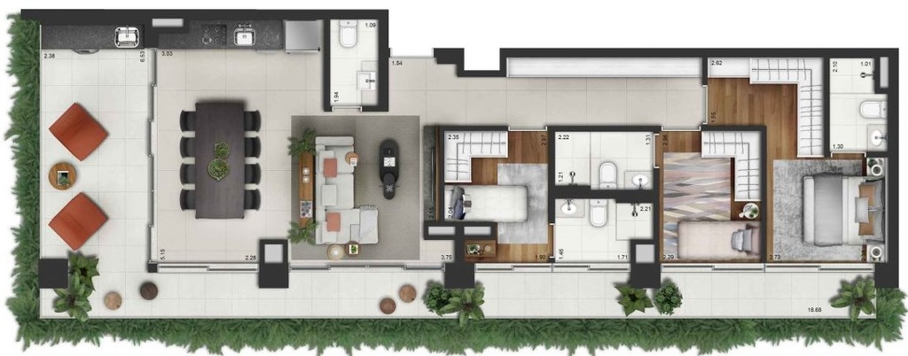 Invert Campo Belo: 3 dorm 132m²