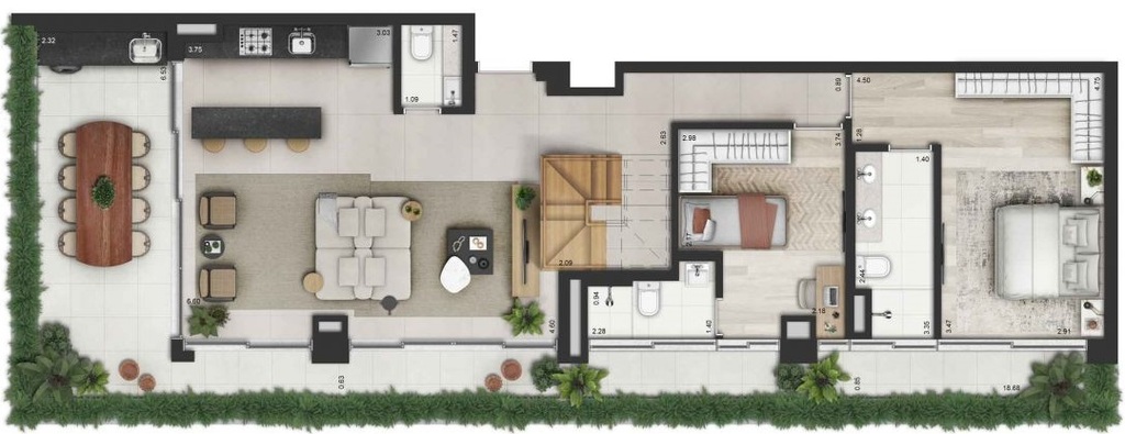 Invert Campo Belo: 3 dorm 217m² cobertura duplex inferior