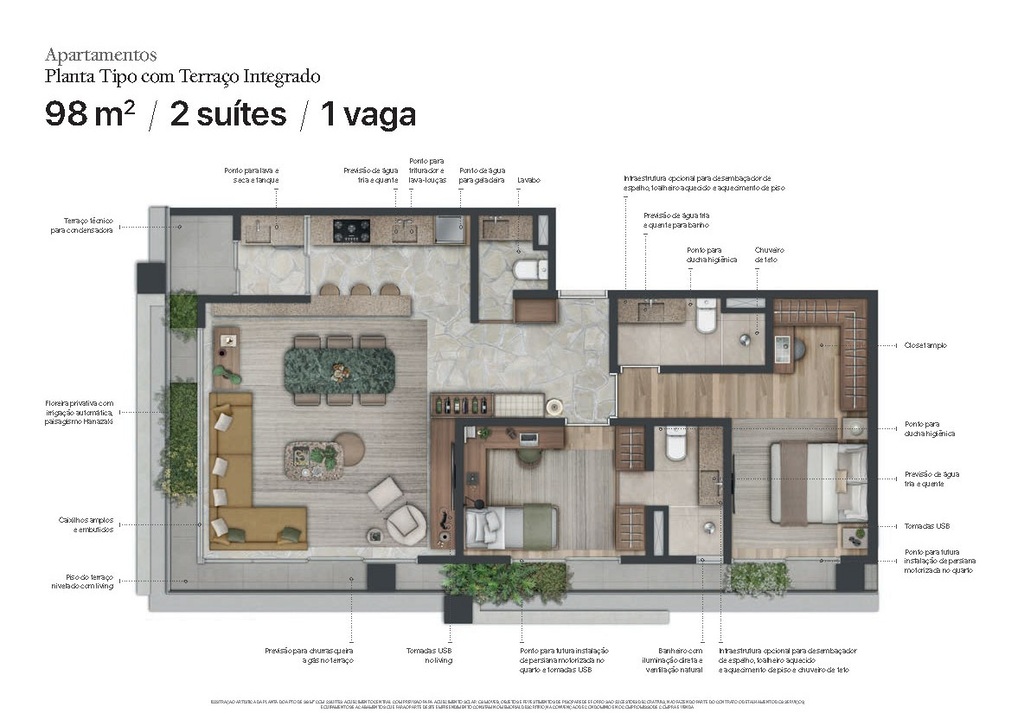 J329 Itaim: 2 dorm 98m²