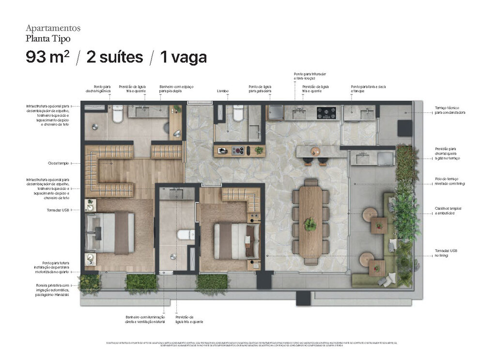 J329 Itaim: 2 dorm 93m²