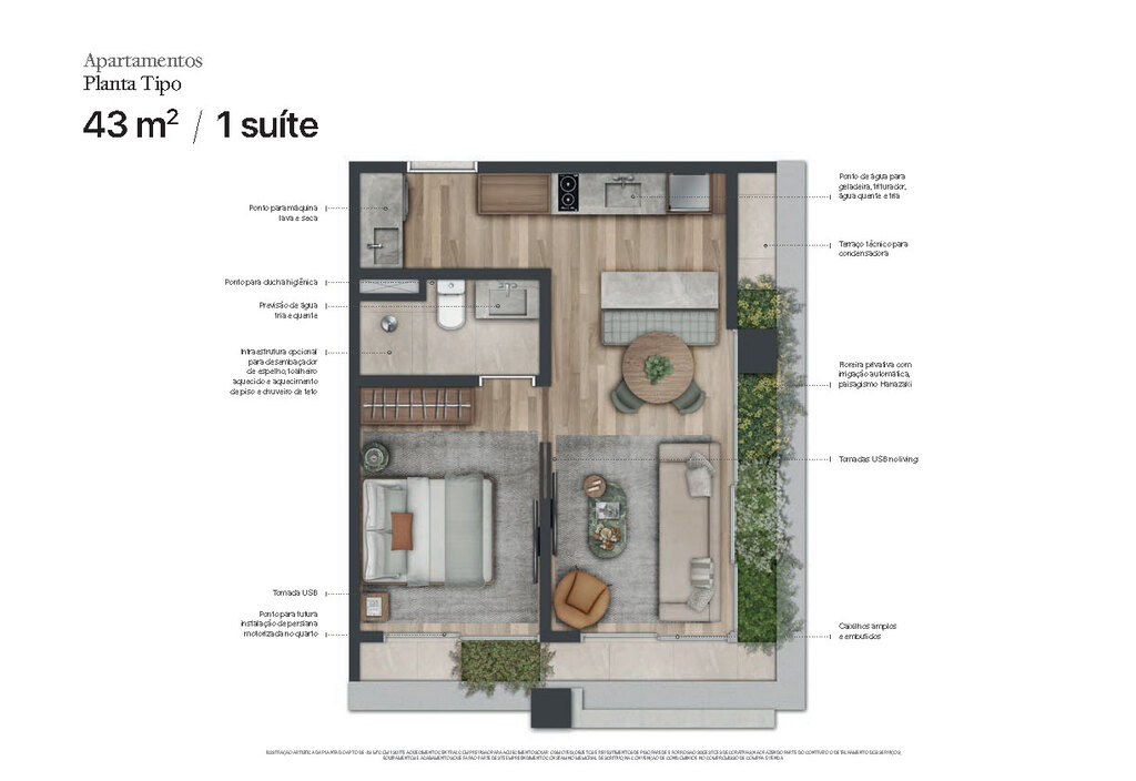 J329 Itaim: 1 dorm 43m²