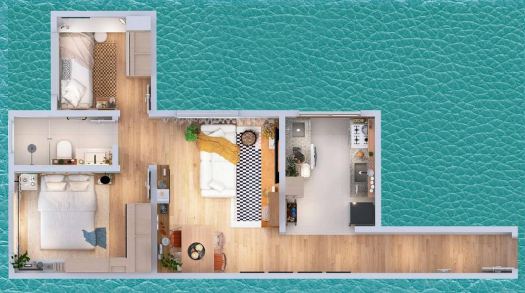 Jardim das Oliveiras: 2 dorm 48m²