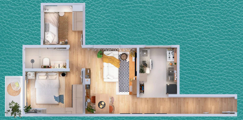 Jardim das Oliveiras: 2 dorm 50m²