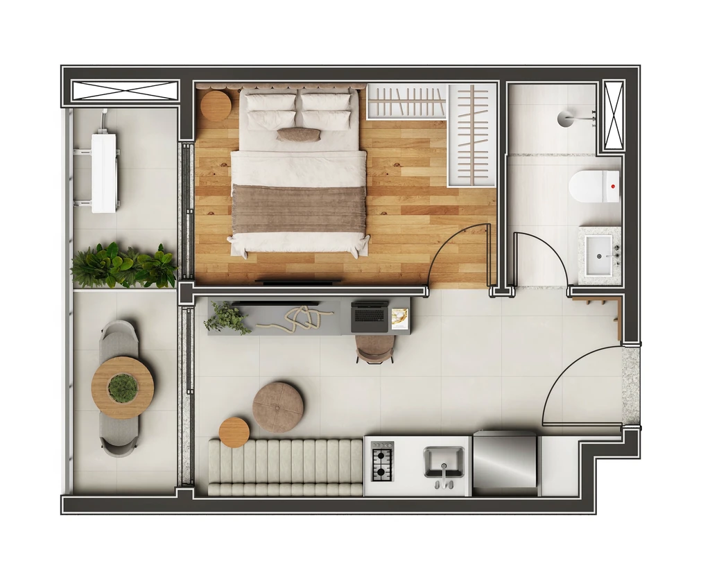 Kami: 1 dorm 32m²