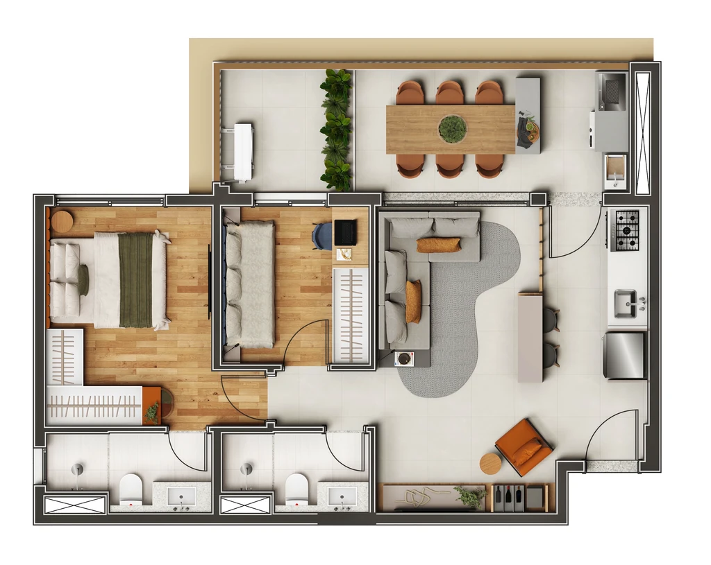 Kami: 2 dorm 64m²