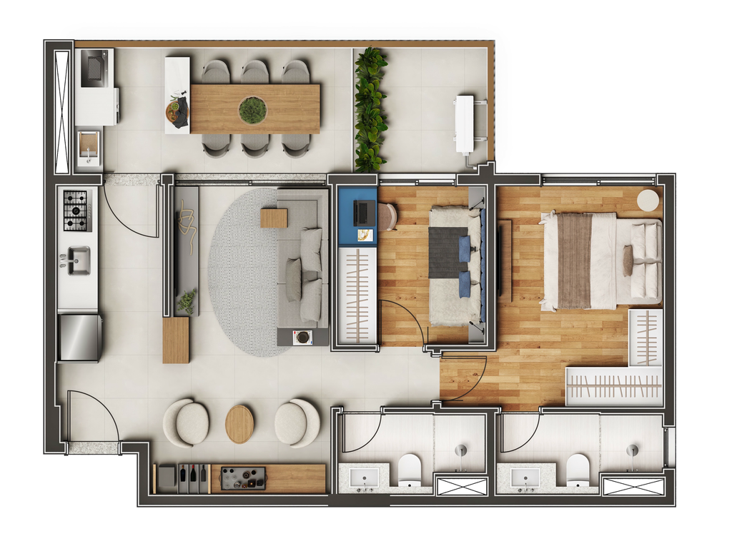 Kami: 2 dorm 67m²