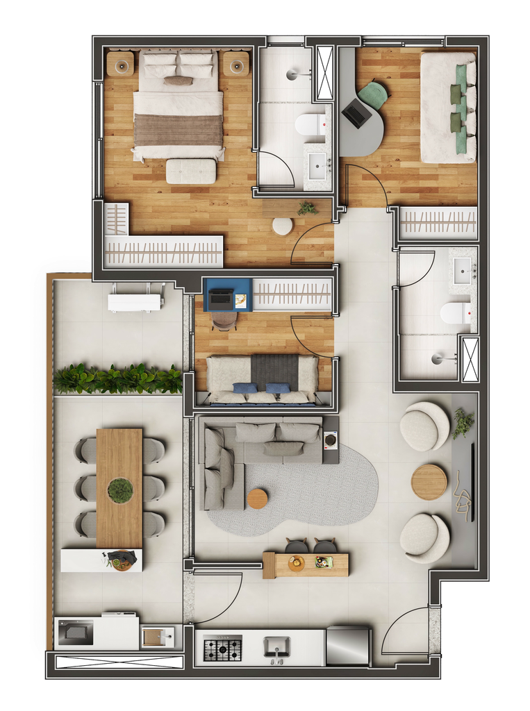 Kami: 3 dorm 79m²