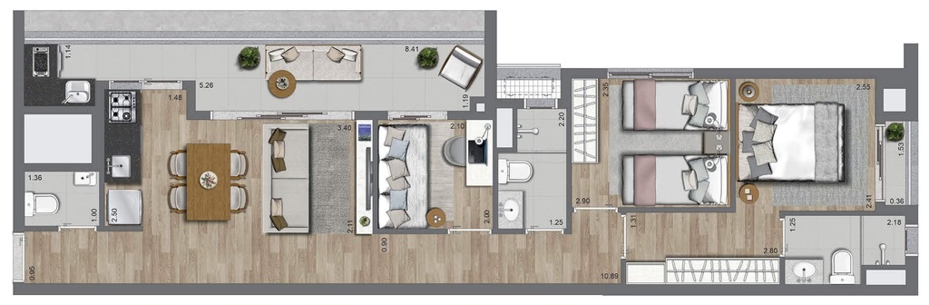 La Casa Pássaros e Flores: 3 dorm 71m²