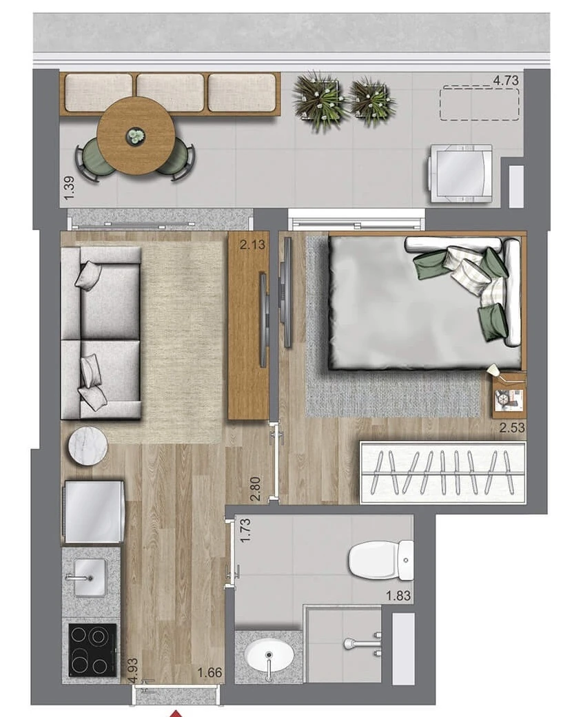 La Vida Estilo Barroco: 1 dorm 31m²