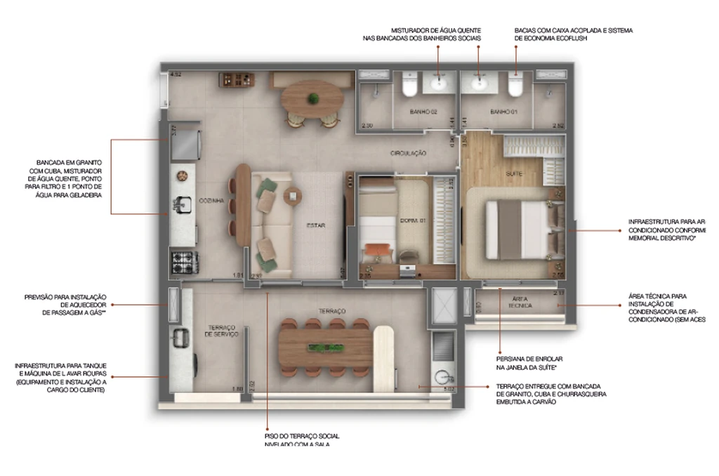 Landmark Santa Cruz by Diálogo: 2 dorm 75m²
