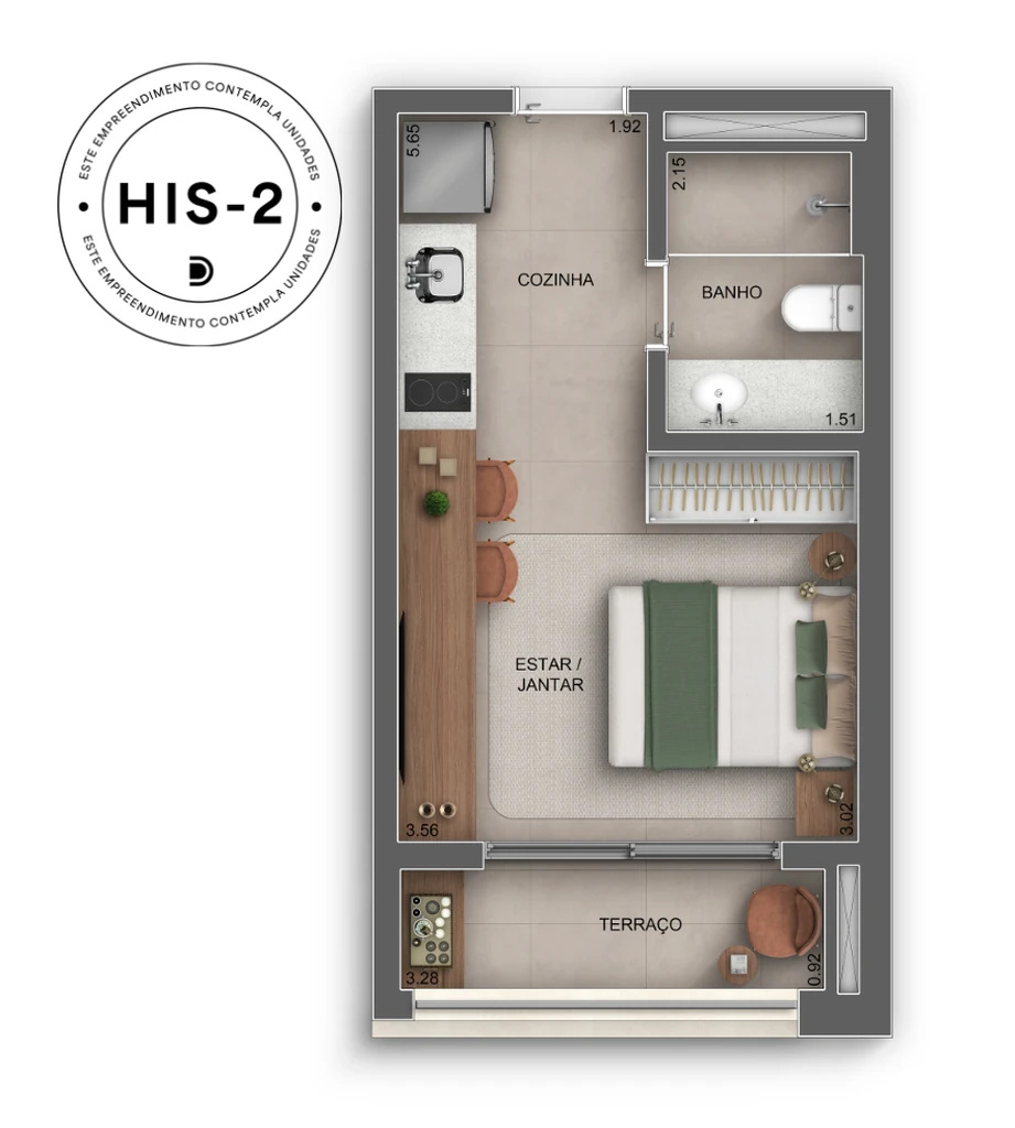 Landmark Santa Cruz by Diálogo Smart Spaces: 1 dorm 27m² studio