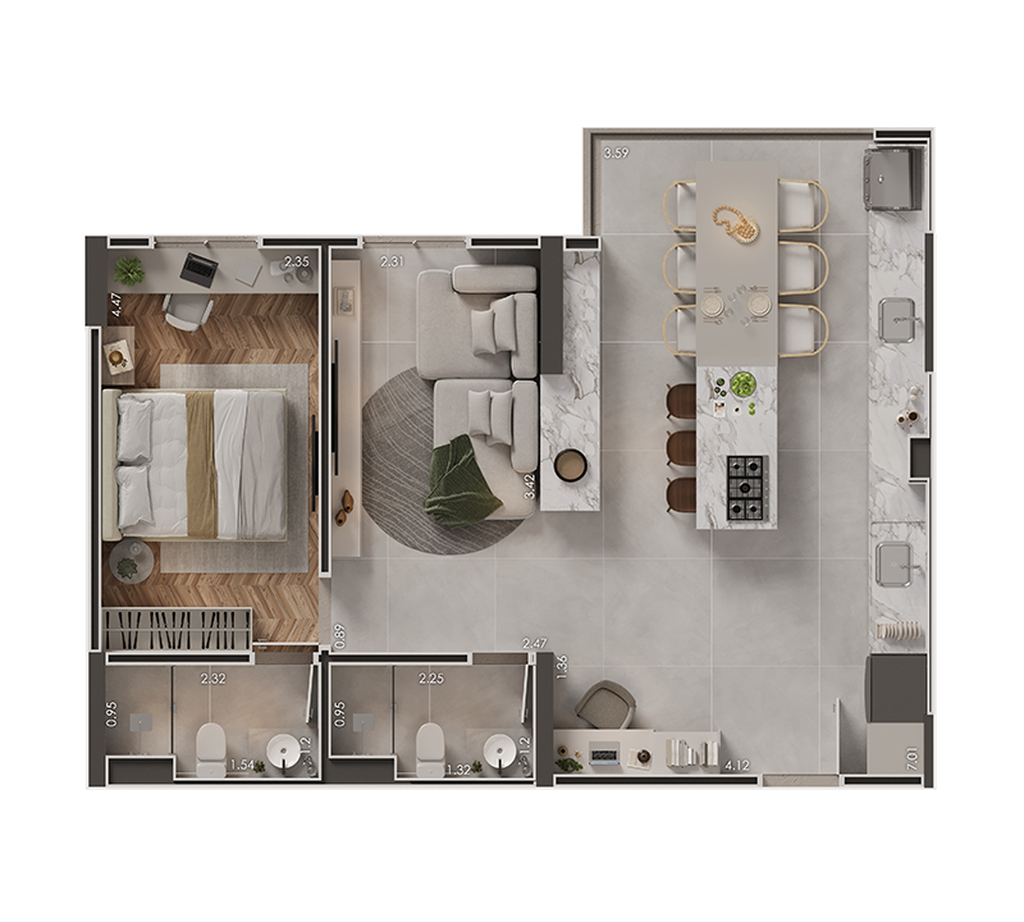 Landscape: 1 dorm 60m² opção