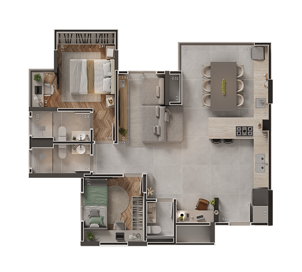 Landscape: 2 dorm 74m² opção