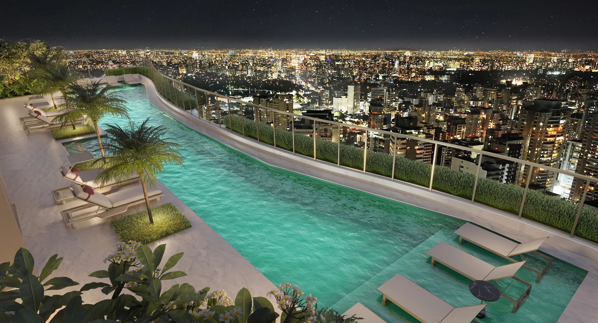 Le Six Residences: 1 perspectiva ilustrada da piscina descoberta 1