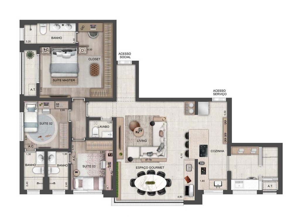 Ledge Brooklin: 3 dorm 122m² opção