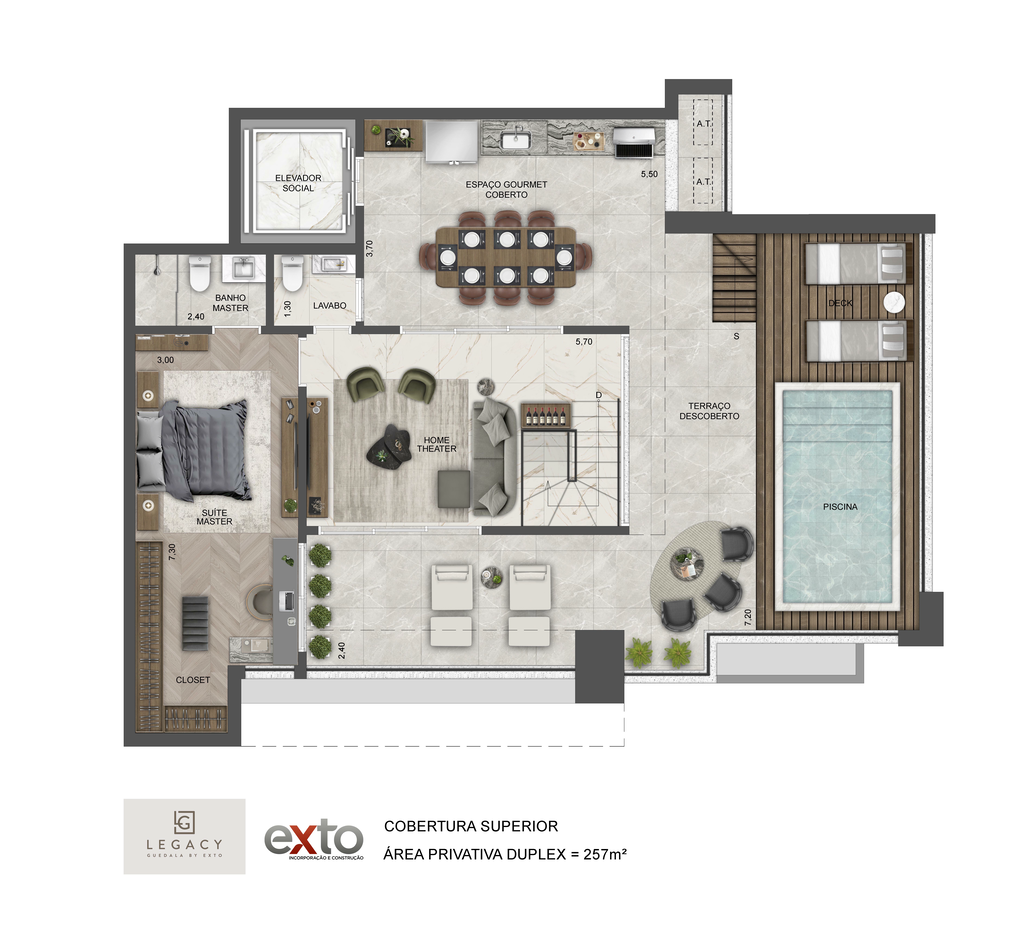 Legacy Guedala: Cobertura Superior Duplex 257 m²