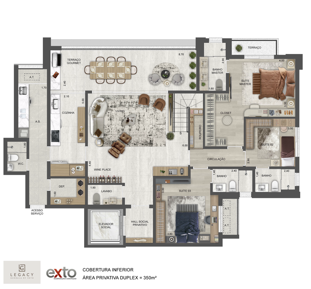 Legacy Guedala: Cobertura Inferior Duplex 350 m²