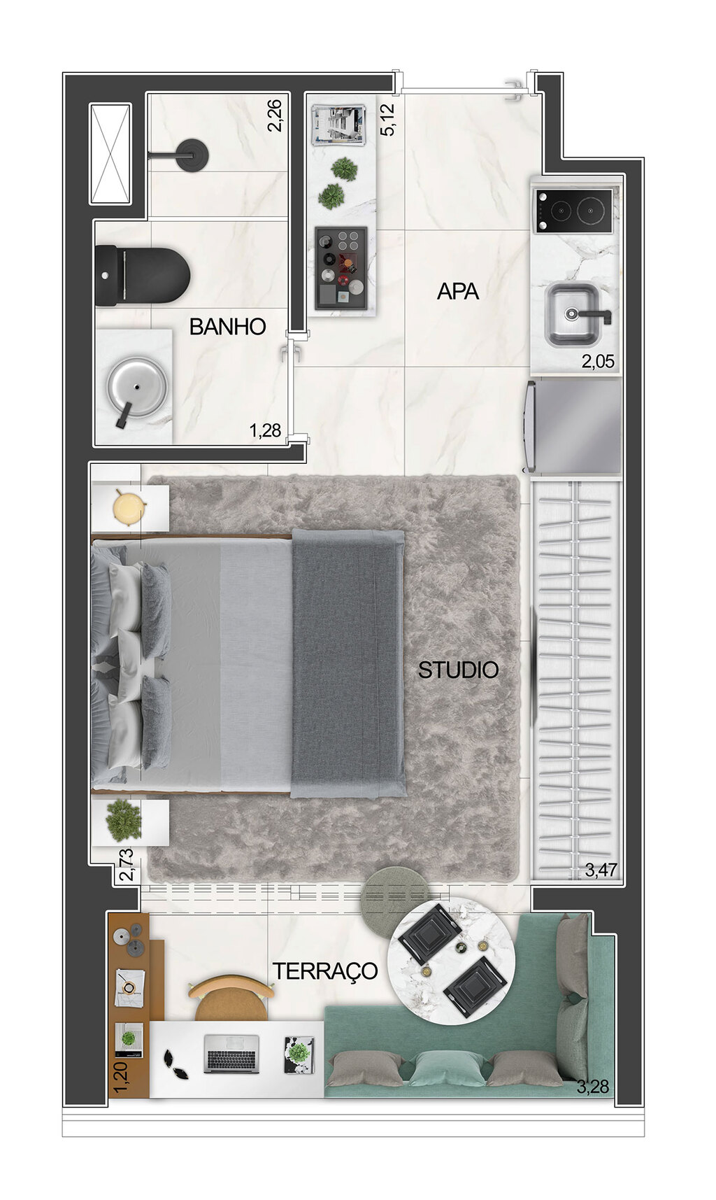 Level Brooklin: 1 dorm 23m² studio