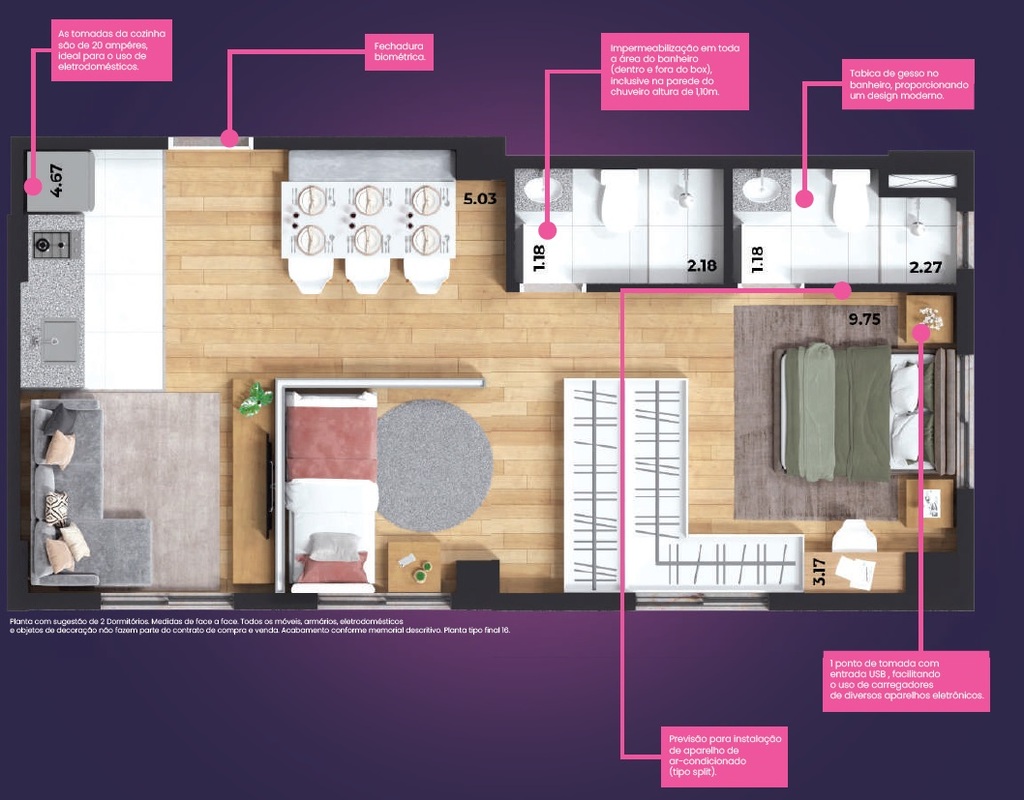 Life Mbigucci: 2 dorm 48m² opção