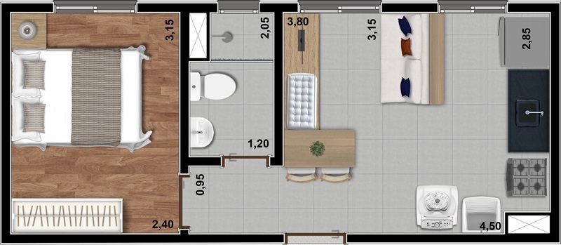 Lift Laguna: 1 dorm 27m²