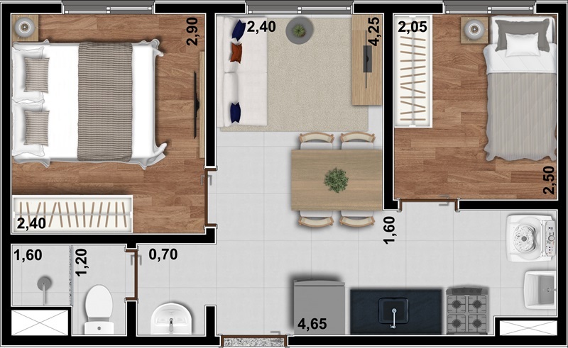 Lift Laguna: 2 dorm 33m²