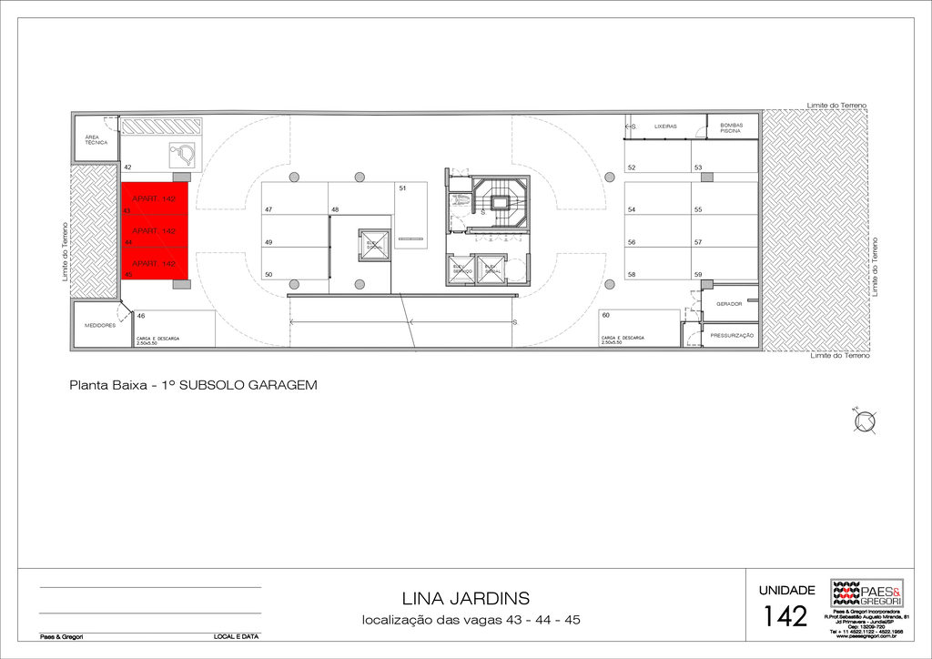 Lina Jardins: Vaga Unidade 142 361m²