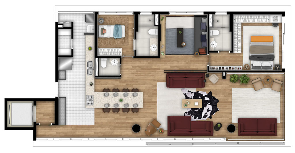 Lina Jardins: 3 suítes 145m² Tipo