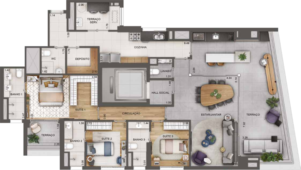 Lindenberg Alto das Nações: 3 dorm 166m²