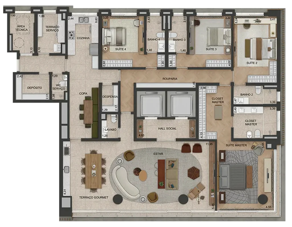 Lindenberg Moema: 4 dorm 293m²
