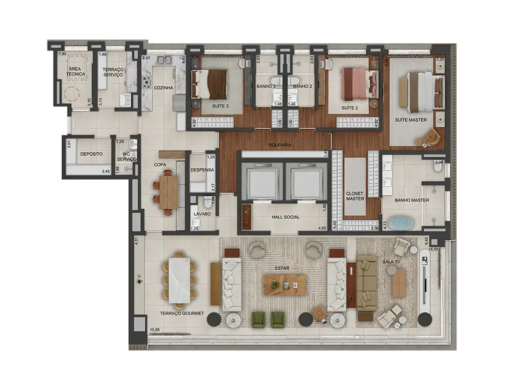 Lindenberg Moema: 3 dorm 293m² opção 01