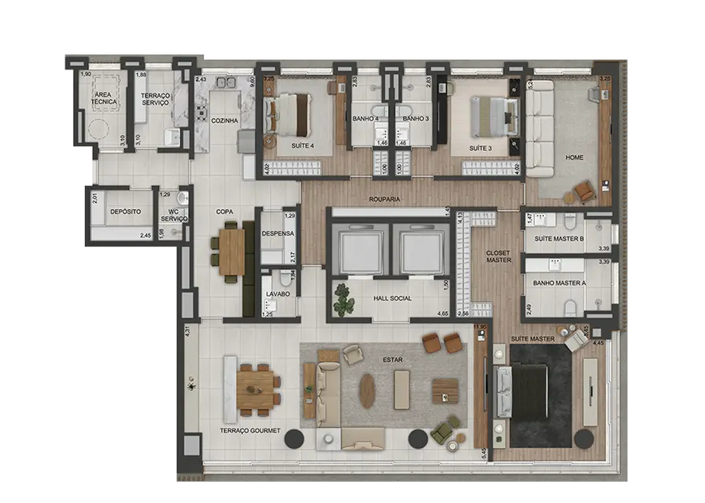 Lindenberg Moema: 4 dorm 293m² opção 02