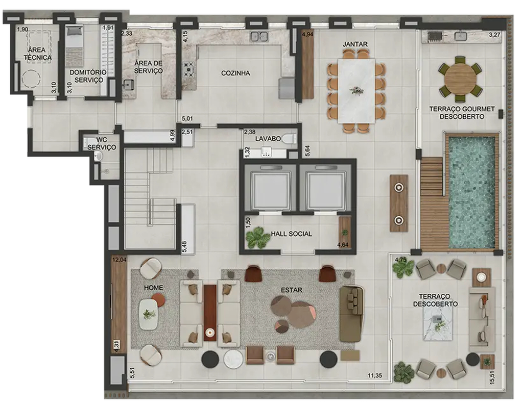 Lindenberg Moema: 4 dorm 488m² cobertura duplex inferior