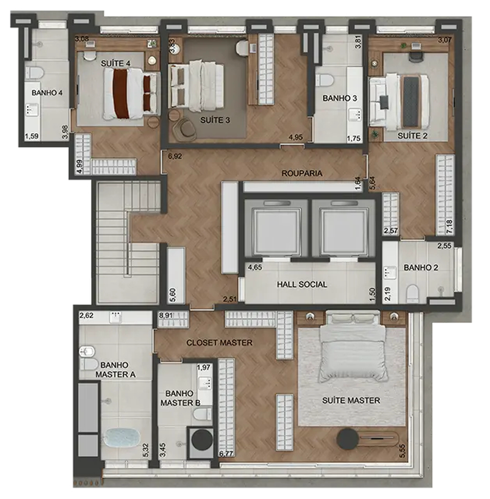 Lindenberg Moema: 4 dorm 488m² cobertura duplex superior