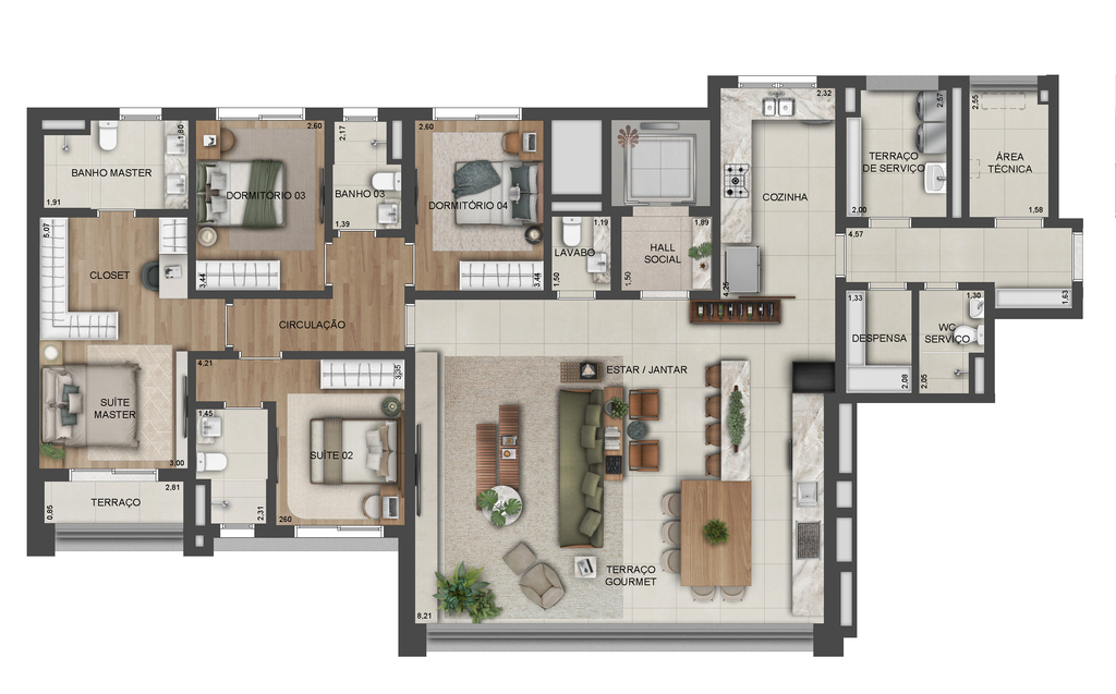 Lindenberg Reserva Paraíso: 4 dorm 180m²