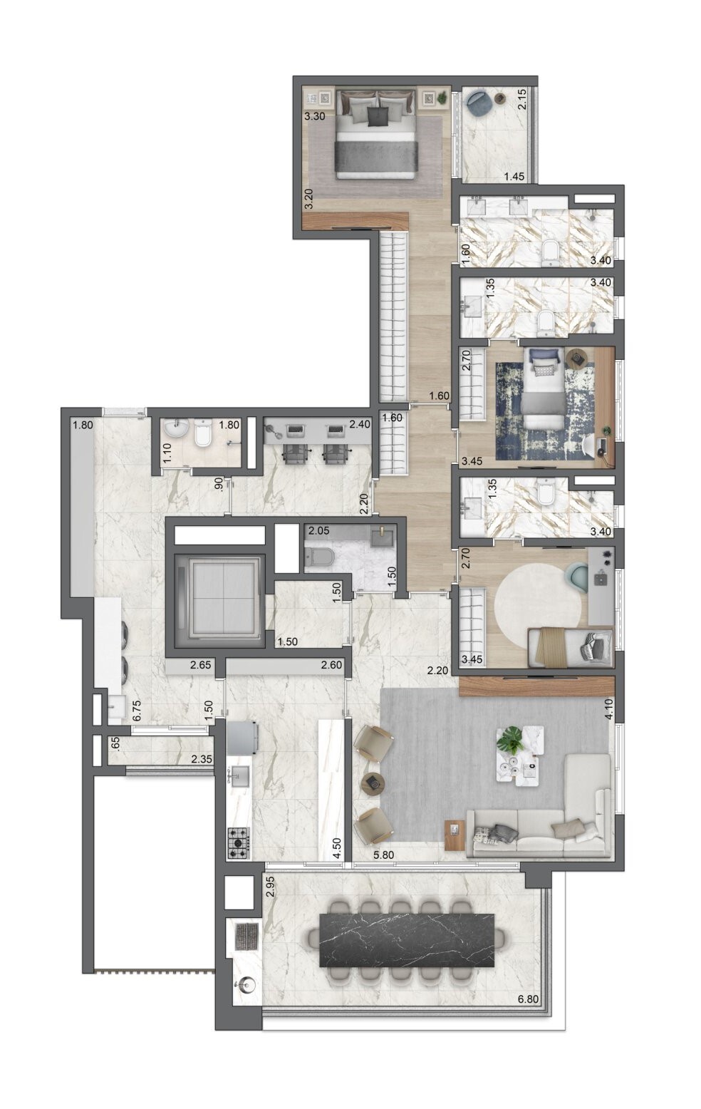 LIS Moema Íle Saint-Louis: 3 dorm 174m²