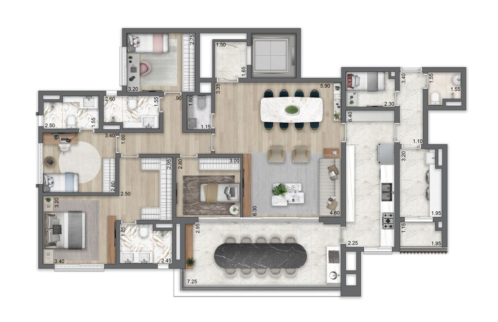 LIS Moema Íle Saint-Louis: 4 dorm 183m²