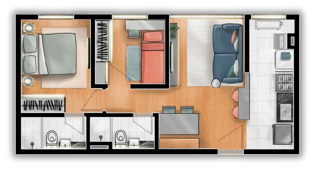 Lisboa: 2 dorm 45m²