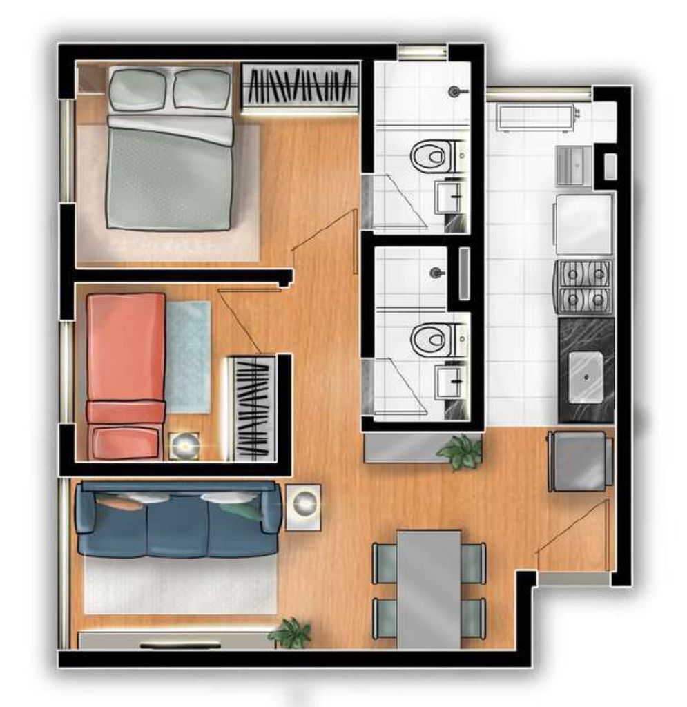 Lisboa: 2 dorm 45m²