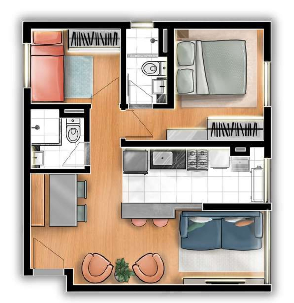 Lisboa: 2 dorm 46m²