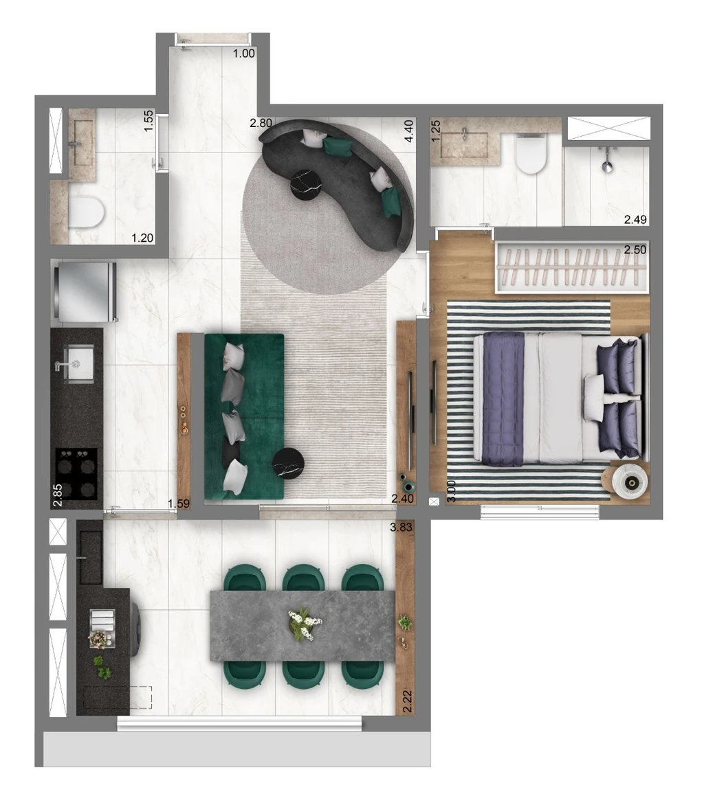 Living Address Alto do Ipiranga: 1 dorm 44m²