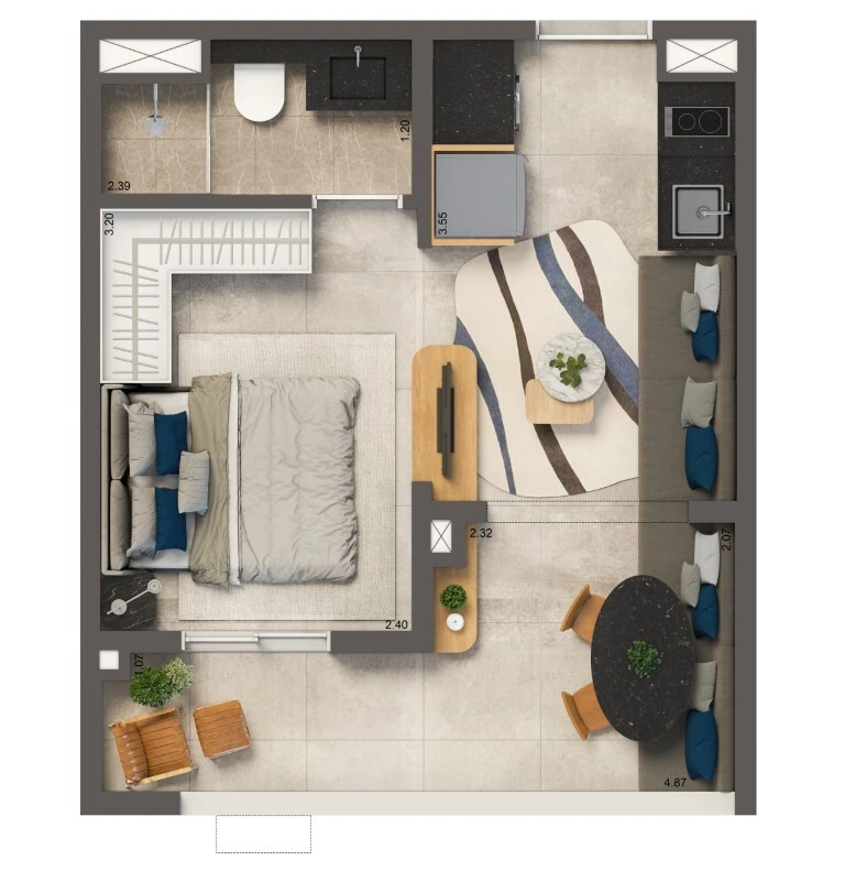 Living Full Estaiada: 1 dorm 30m² studio